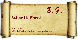 Bubenik Fanni névjegykártya