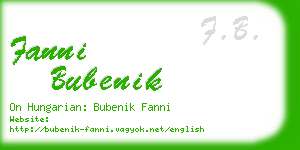 fanni bubenik business card